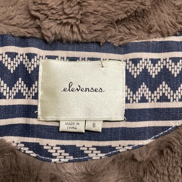 Anthropologie Elevenses Pelange Brown Faux Fur Open Front Vest - S - Picture 9 of 11